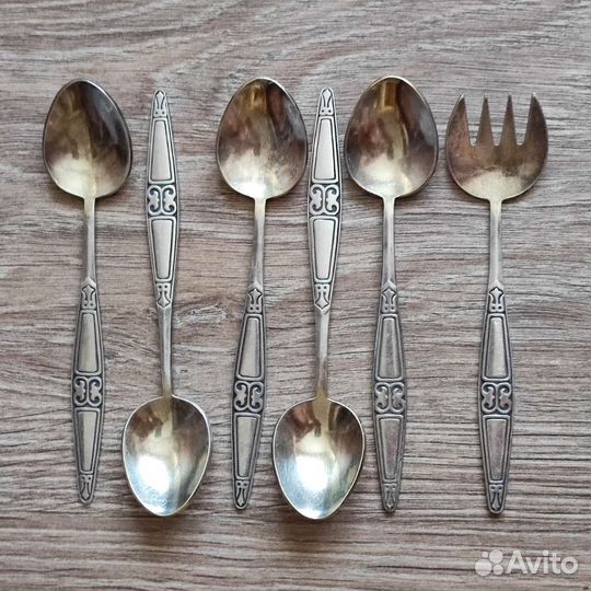 Лопатка пинцет мельхиор позолота ложка вилка СССР