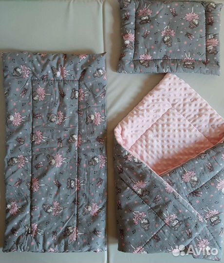 Комплект в коляску. Одеяло, подушка,матрасик