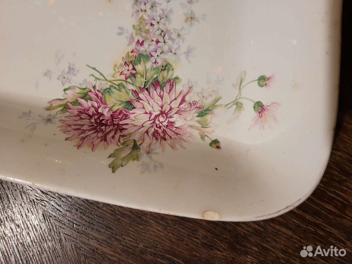 Большое старинное блюдо Кузнецов