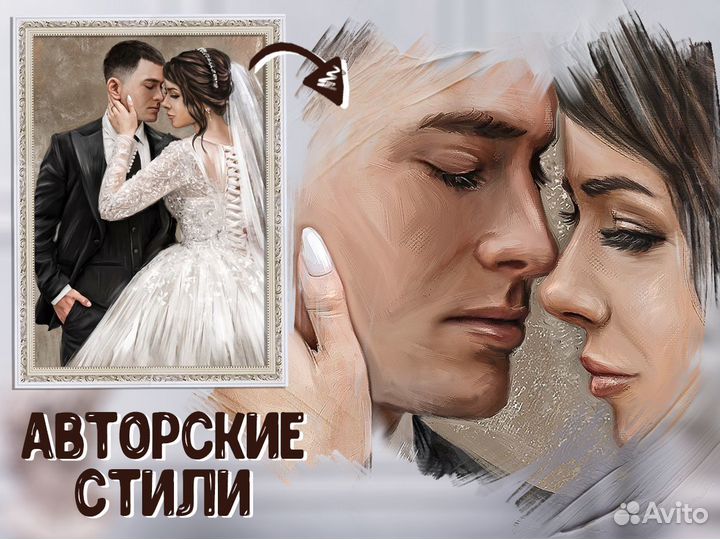 Портрет по фото на холсте на заказ от художника