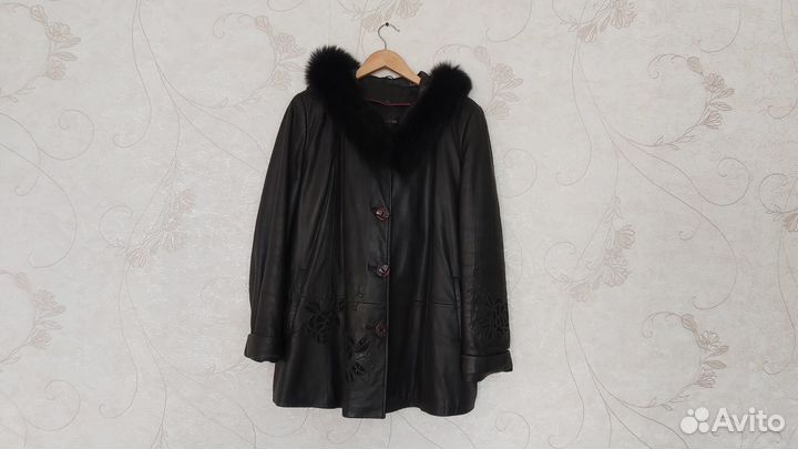 Куртка кожаная женская 50- 52 с мехом