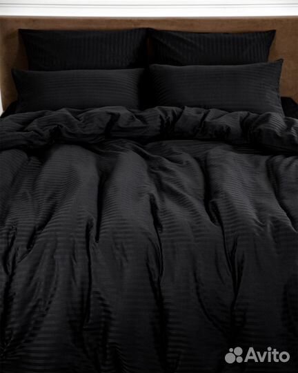 Постельное белье Софи Черный новое страйп-сатин