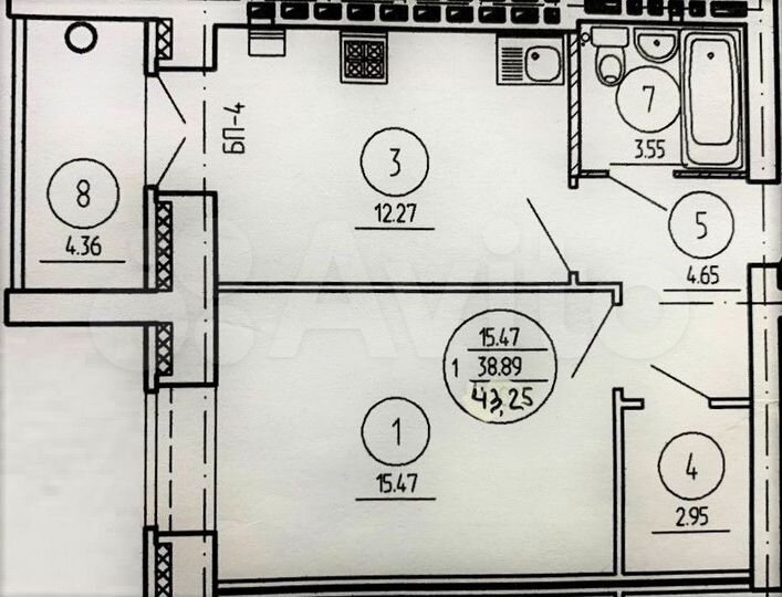 1-к. квартира, 43,3 м², 3/9 эт.
