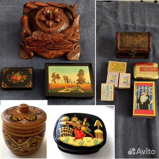 Старинные Шкатулки Федоскино,Мстера,Палех,Городец
