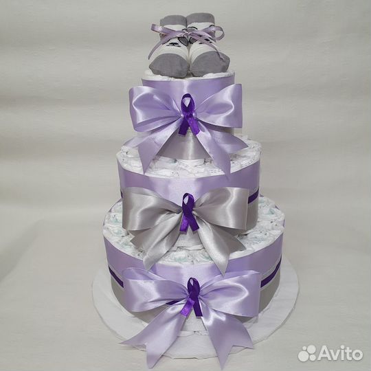 Торт из памперсов подгузников подарок на выписку