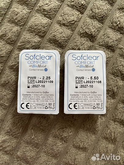 Контактная линза Sofclear comfort -2,25 и -5,50