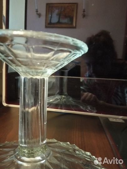 Ваза на ножке старое стекло штамп СССР
