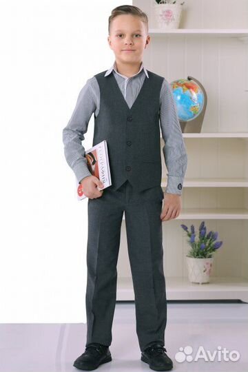Комплект для мальчиков ткань Лицей серый