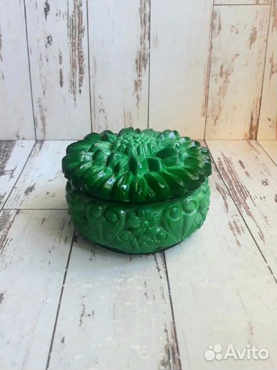 Шкатулка, и пепельница, малахитовое стекло, Чехия