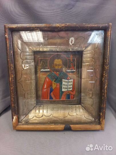 Старинная икона Николай Чудотворец