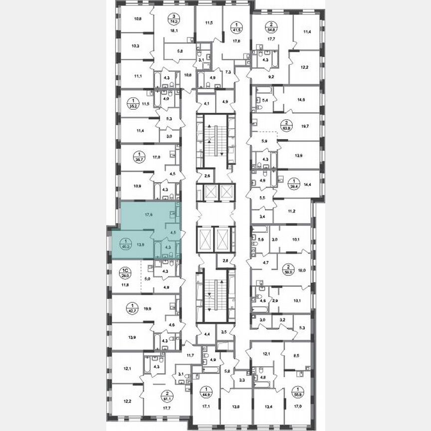 1-к. квартира, 40,3 м², 2/20 эт.