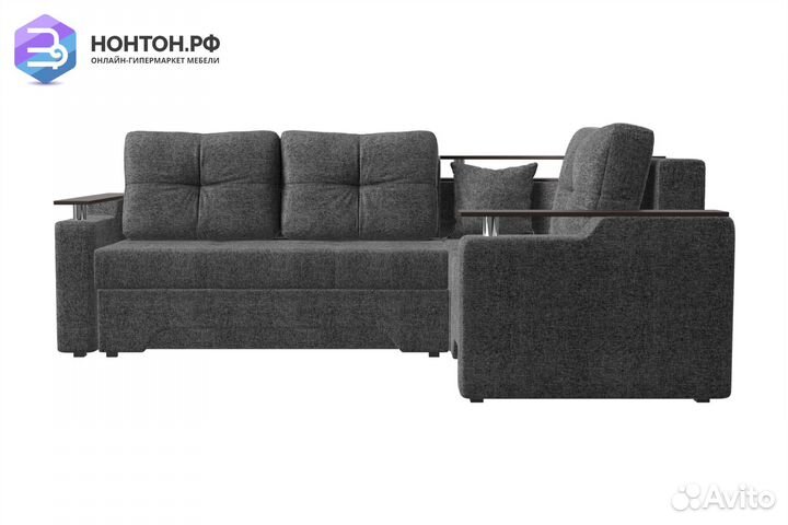 Диван угловой еврокнижка Комфорт рогожка серая