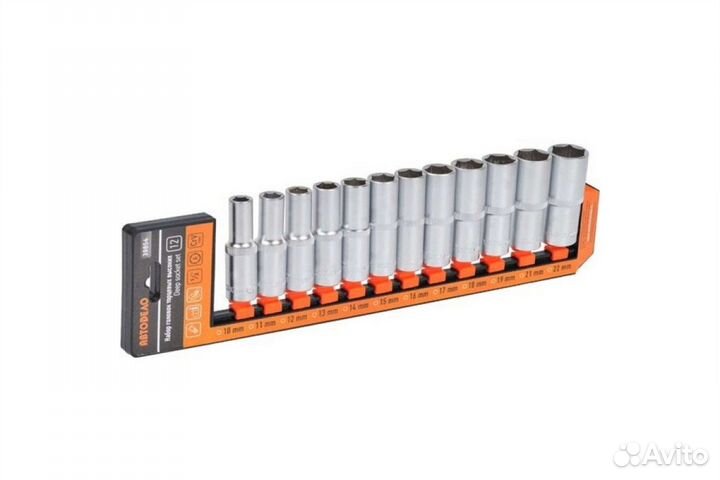 Набор головок высоких 12пр (DR 12 10-22мм холдер)