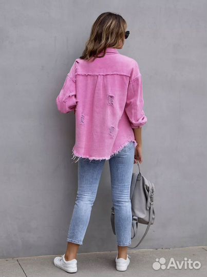 Джинсовая куртка рубашка оверсайз