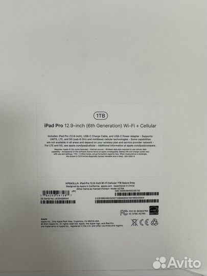 iPad pro 12.9 2022 m2 1tb space gray wifi+sim