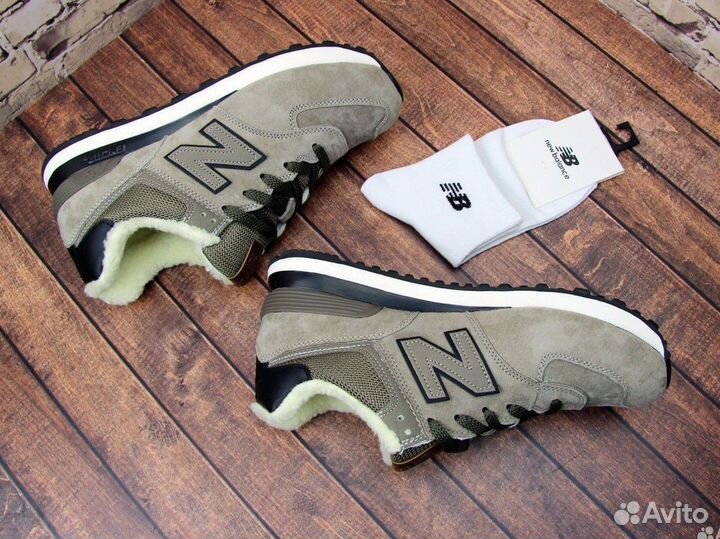 New Balance 574 зимние бежевые с мехом 41-46