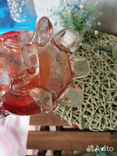 Ваза для цветов большая гутное стекло винтаж