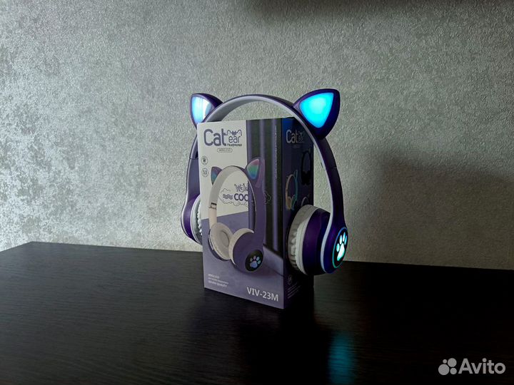 Детские светящиеся наушники с ушками. Новые