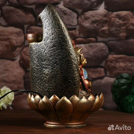 Фонтан настольный от сети, подсветка 'Ганеша с чаш