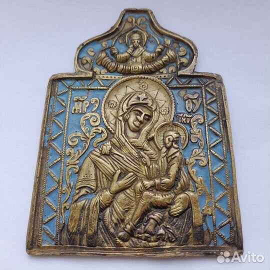 Плакетка 19 век Владимирская Богородица литье