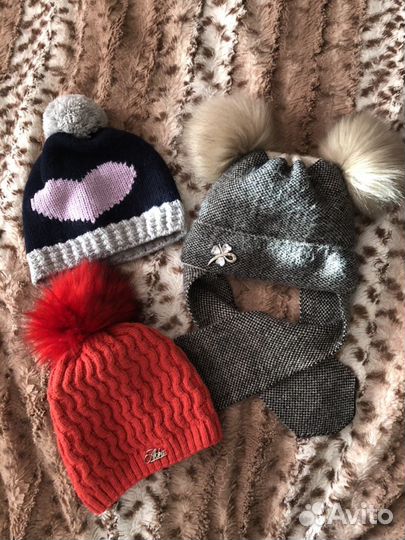 Шапки зимние на девочку 8-12 лет р 54-56
