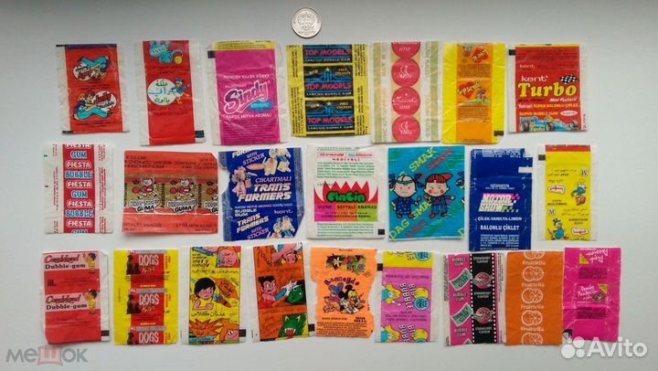 Вкладыши от жвачек 90-х годов этикетки