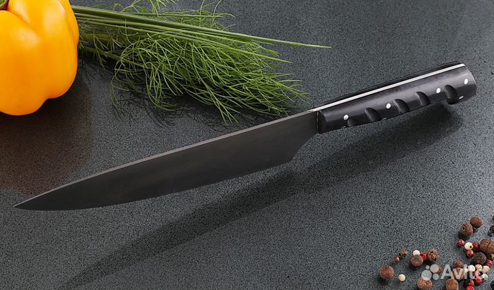 Нож Шеф №5 сталь Х12мф, рукоять акрил черный