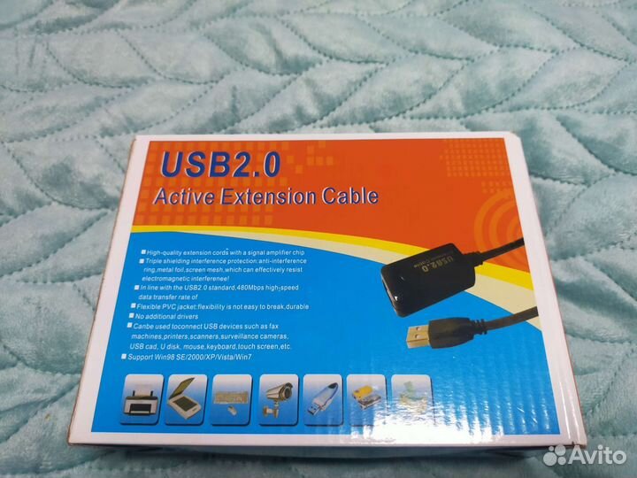 Кабель usb 2.0 10 м., удлинитель