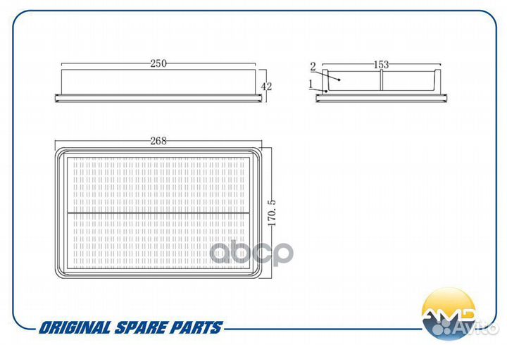 Фильтр воздушный toyota (Corolla E100) (1,6) (1
