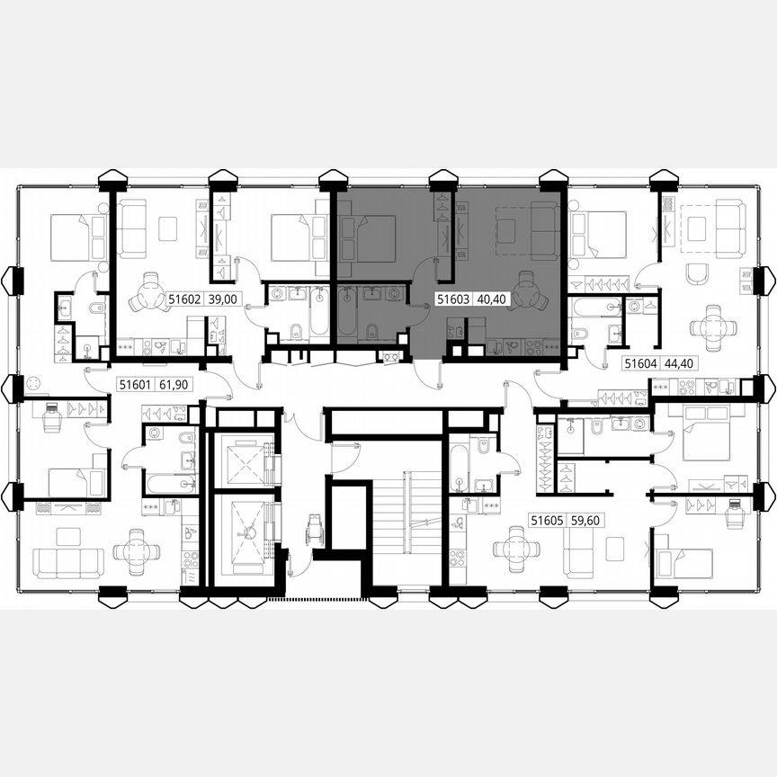 1-к. квартира, 40,4 м², 16/17 эт.