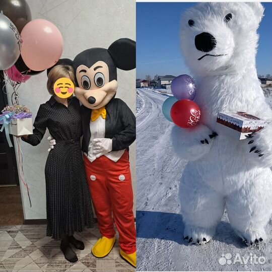 Поздравления от Потапыча, Микки и Минни Маус