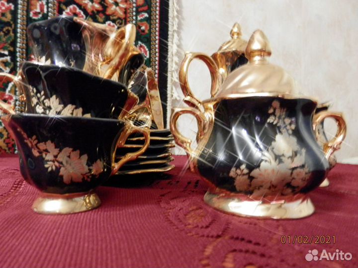 Сервиз фарфоровый, турецкий, кобальт, позолота