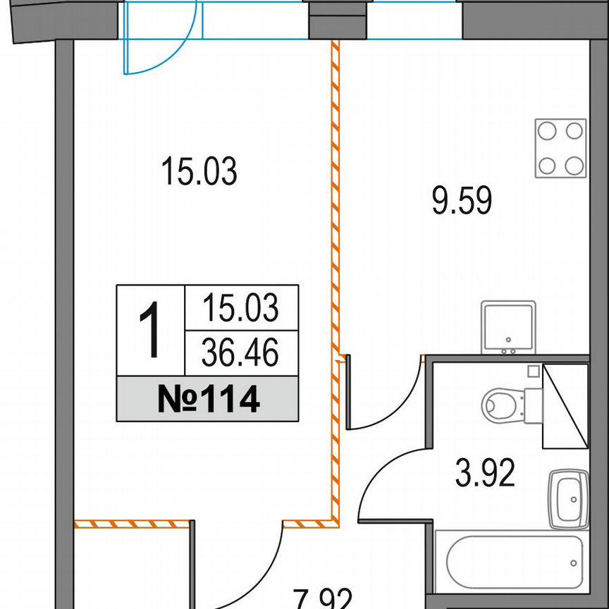 1-к. квартира, 36,5 м², 2/25 эт.