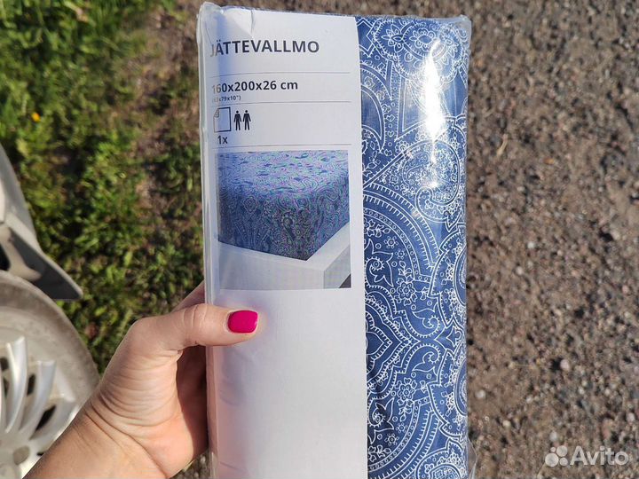 IKEA jattevallmo простынь на резинке. 160х200