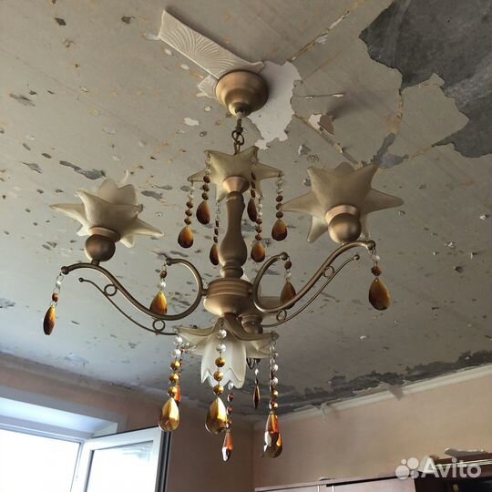 Светильник люстра под винтаж чешская хрусталь