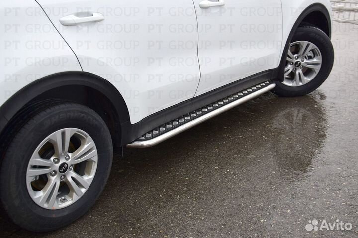 Защита бампера, пороги, труба хром Киа Спортаж