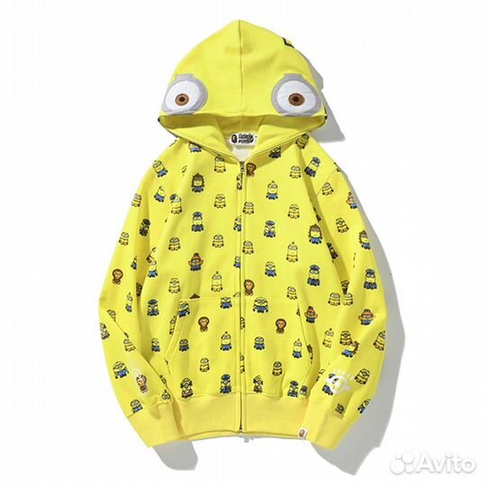 Зип-худи Bape x Minions Shark желтая