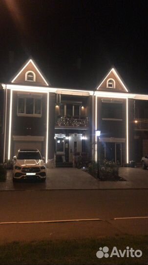 Монтаж гибкого неона уличная подсветка дома