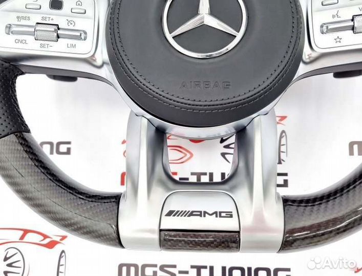 Руль 63 AMG подогрев+подушка Mercedes GLC карбон