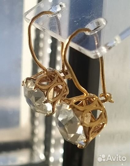 Серьги кольцо винтаж СССР позолота клеймо