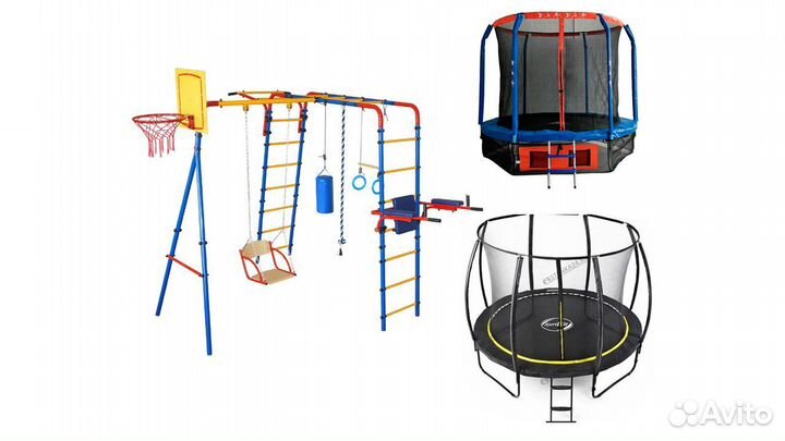 Дачные комплексы. Батуты. Качели гнездо. Горки 3м