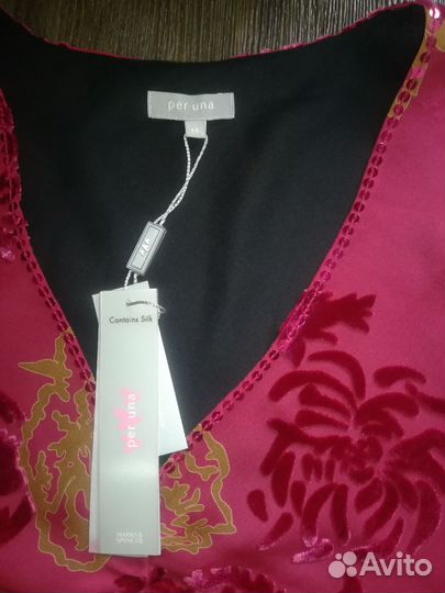 Новый шелковый топ per una бархат бордовый 48, L