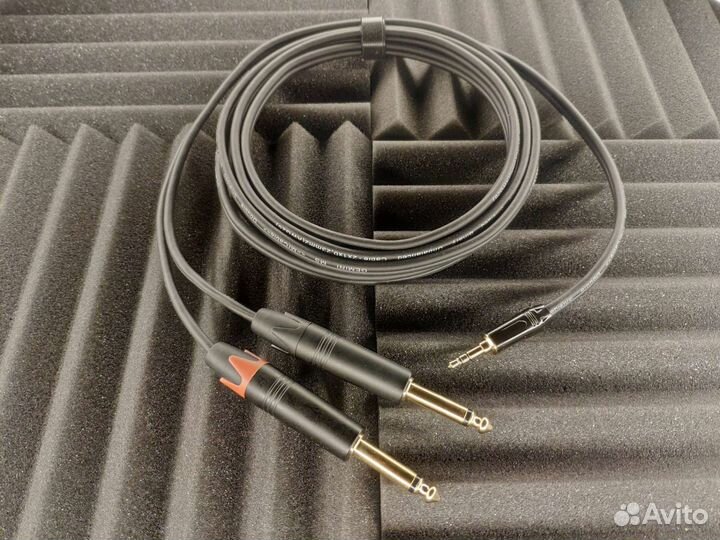 Шнур Jack 3,5 стерео на 2 Jack 6,3 моно gemini ms
