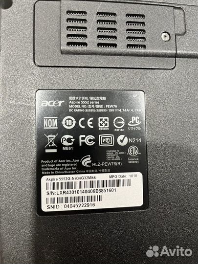 Acer aspire 5552G-n934g32Mikk