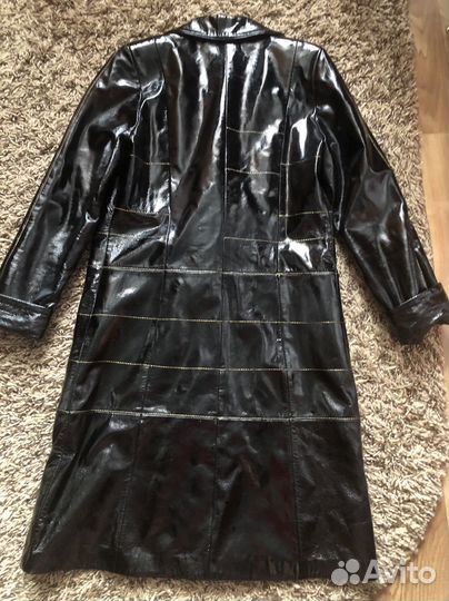 Кожаный лакированный плащ / тренч. Винтаж