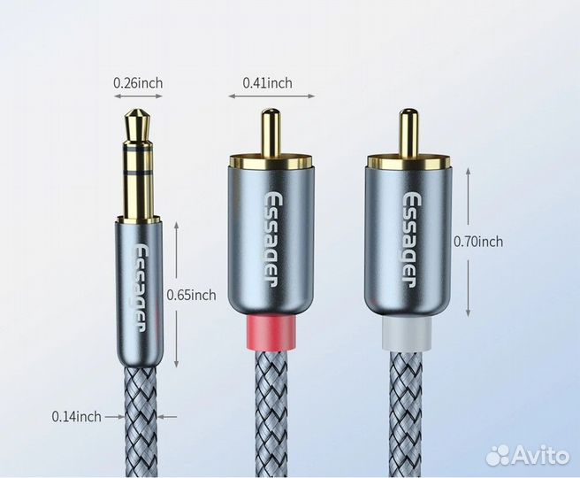 Кабель Essager 3,5 мм mini Jack 2 RCA Aux 5 метров