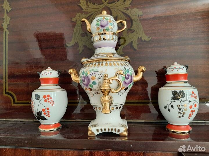 Самовар гжель,набор для специй лфз винтаж