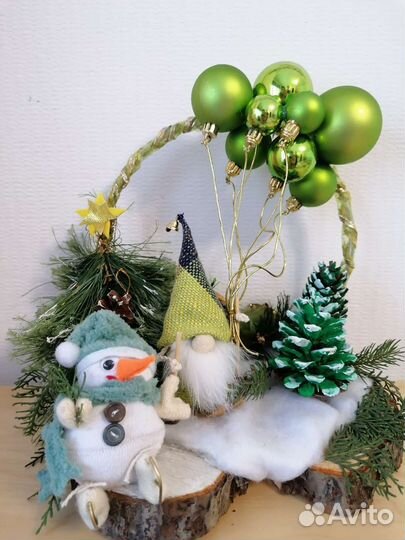 Новогодняя композиция поделка в сад и для дома