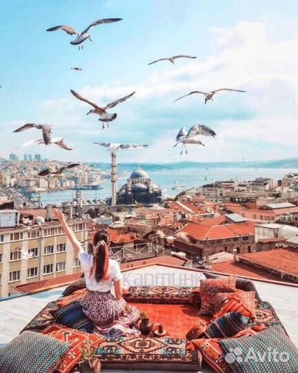 Картина по номерам 40x50 Завтрак на крыше в Стамбу