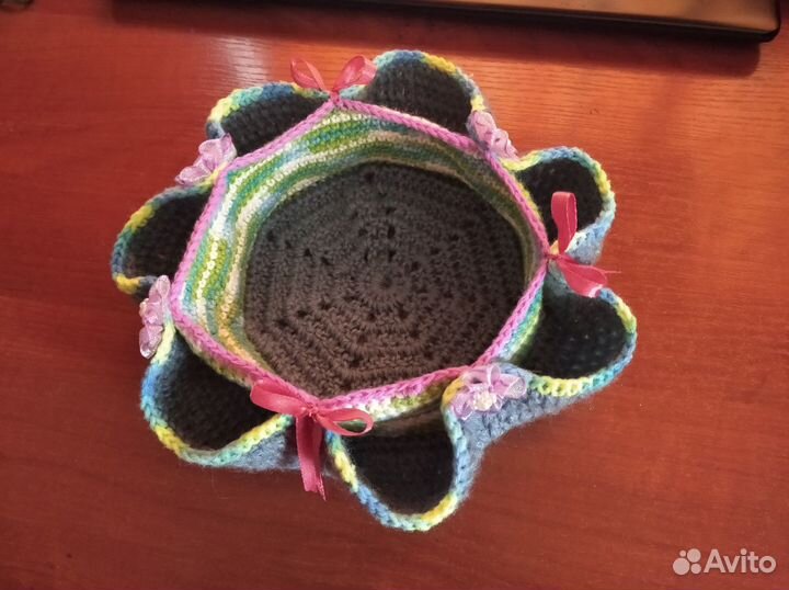 Вязаная пасхальная корзинка